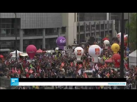 بالفيديو النقابات العمالية الرافضة لقانون العمل الفرنسي تواصل الإضراب