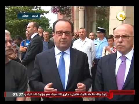 شاهد كلمة الرئيس الفرنسي خلال تفقده موقع حادث احتجاز رهائن بسان إتيان